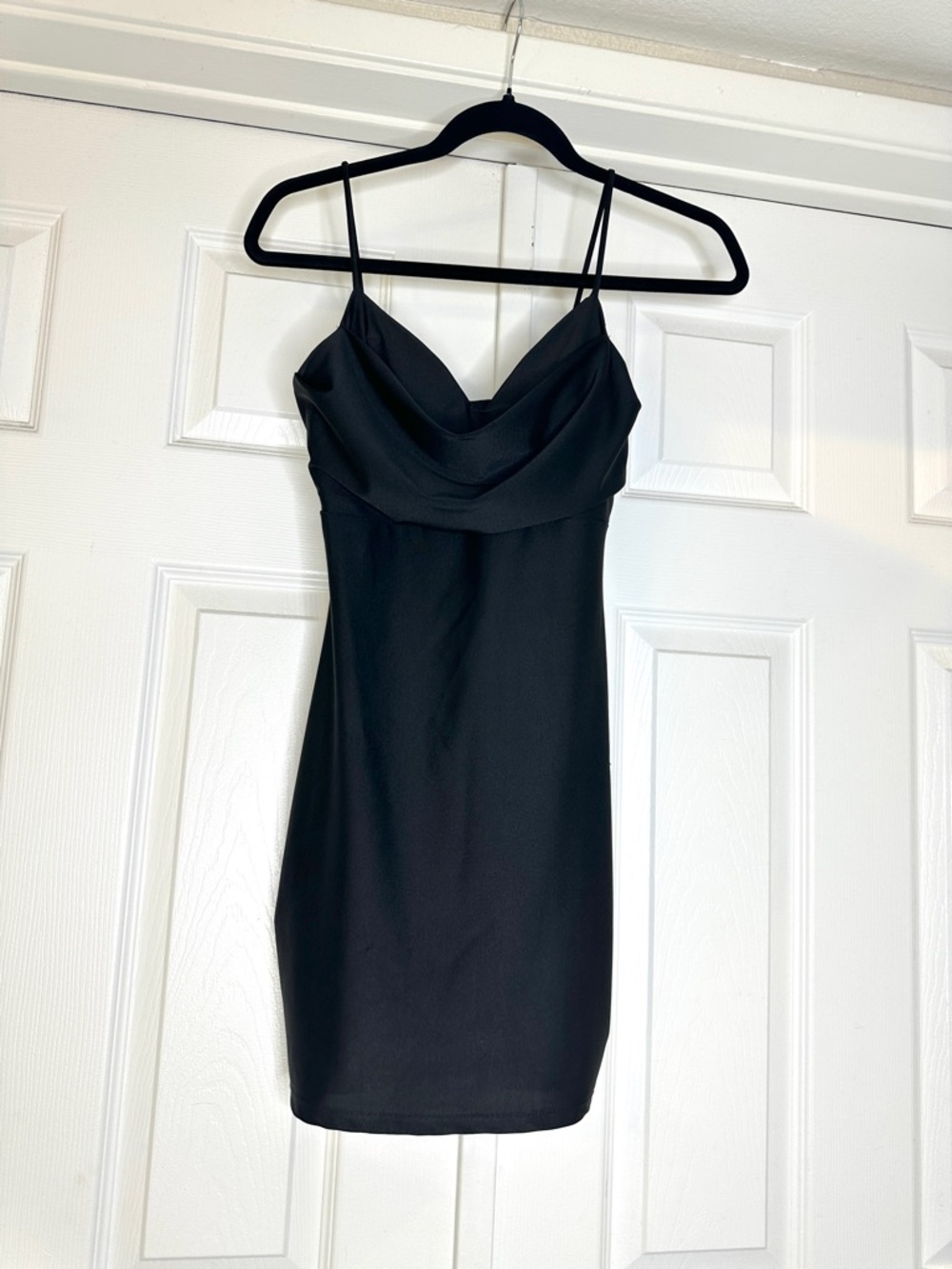 Black Satin Style Cowl Neck Mini Dress Small Date Night Party